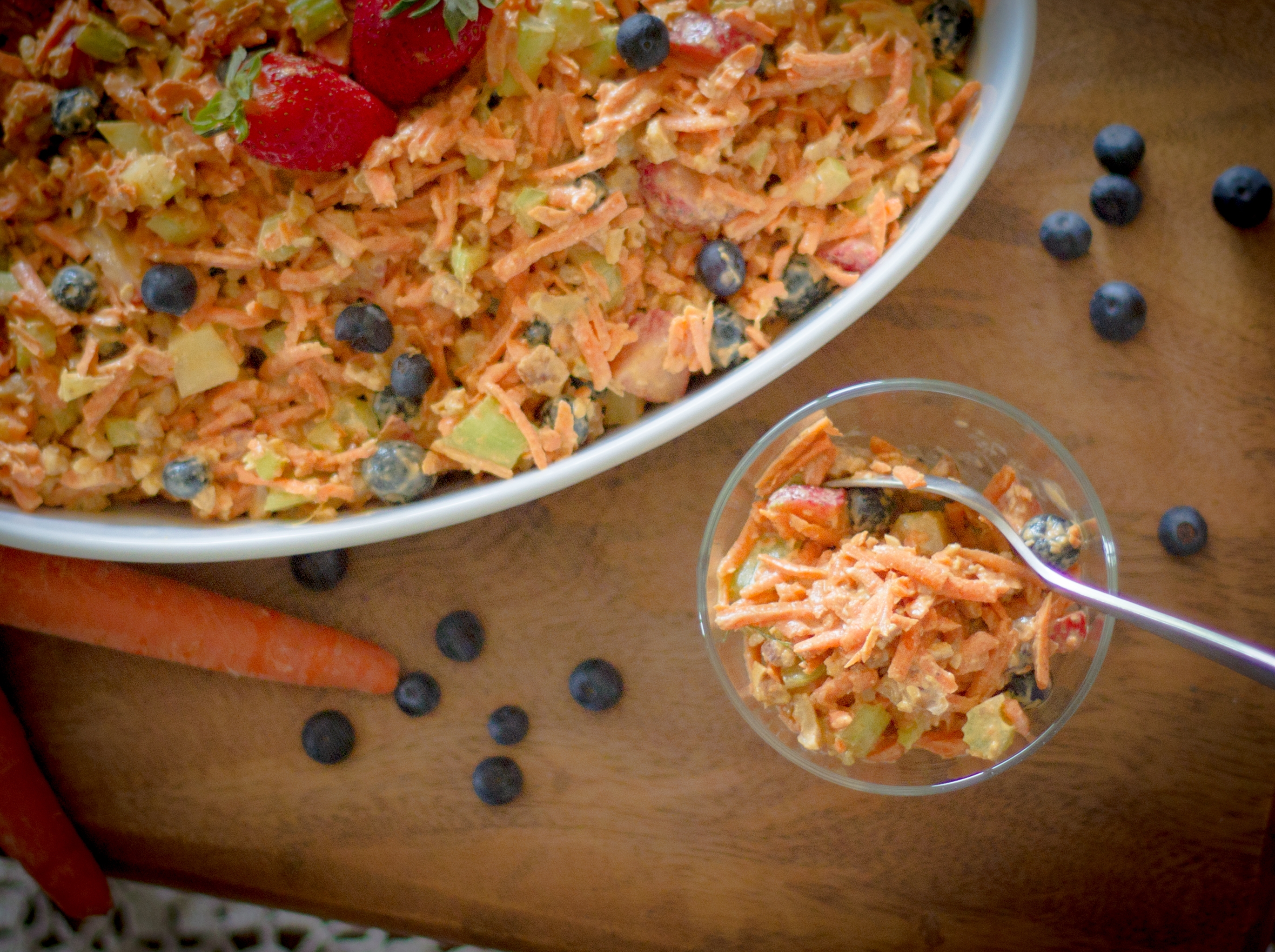 Creamy Carrot, Strawberry and Walnut Salad