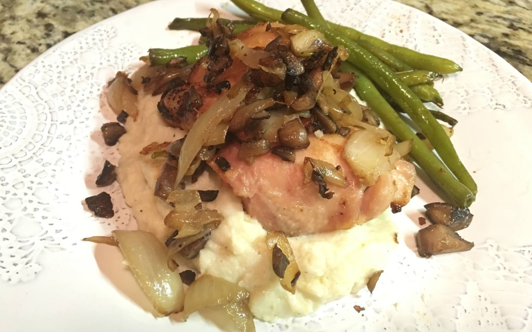 Seared Chicken Thighs with Cauliflower Puree